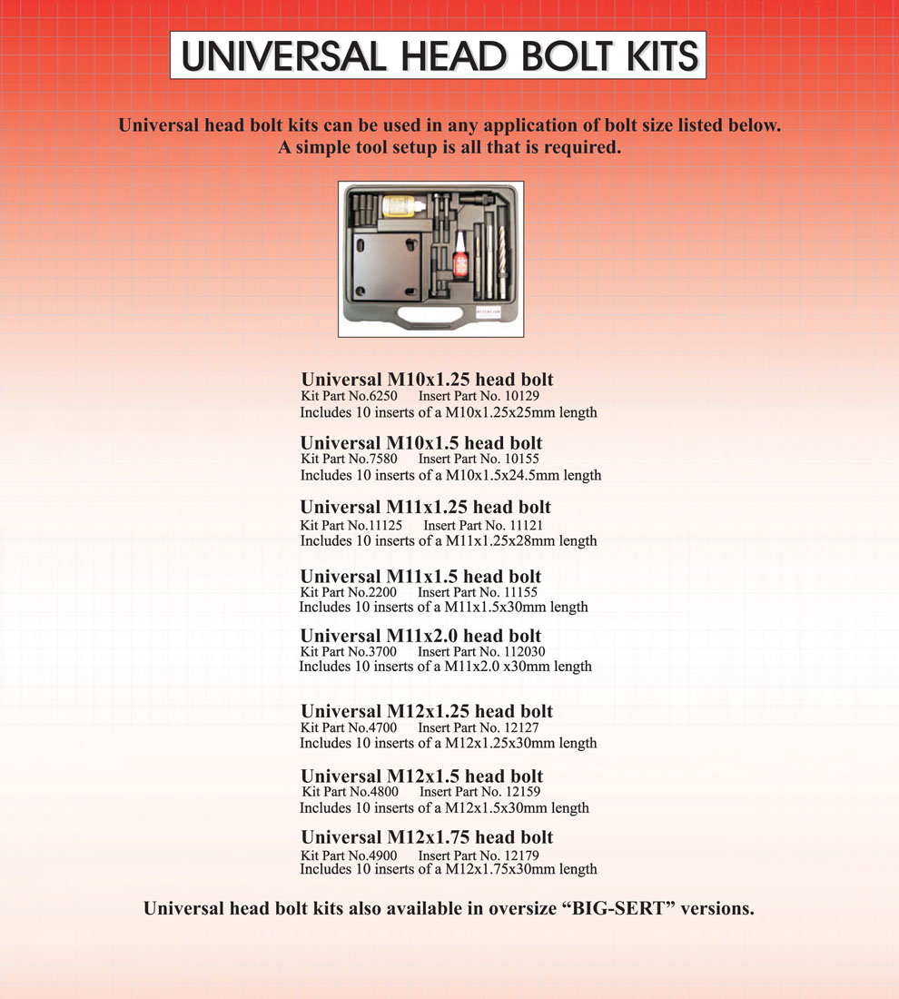 Universal Head Bolt Kits - Complete reference guide